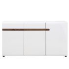 Komód, fehér - extra magas fényű HG/trufla sonoma tölgy, LYNATET 40