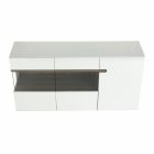 Komód, fehér - extra magas fényű HG/trufla sonoma tölgy, LYNATET 42