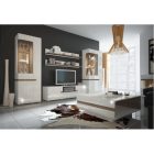 TV komód, fehér - extra magas fényű HG/trufla sonoma tölgy, LYNATET 50