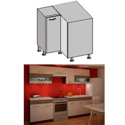 JURA NEW IA DN-88 alsó sarokszekrény/ világos rigoletto