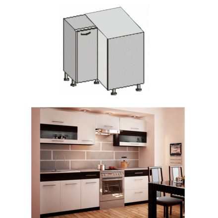 JURA NEW B alsó sarokszekrény fehér/sötét wenge