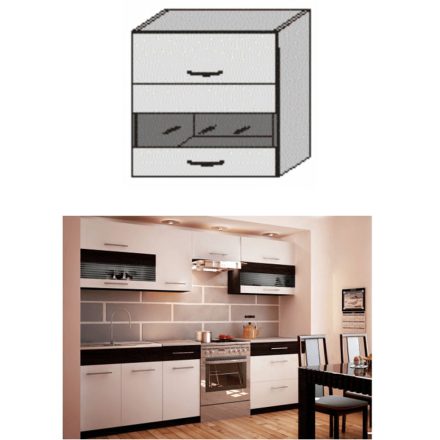 JURA NEW B OGW1-80 felső szekrény fehér/ sötét wenge