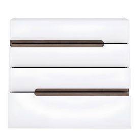   Komód, fehér - extra magas fényű HG/sonoma tölgyfa, LYNATET 44 TÍPUS