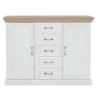 komód, 2-ajtós 5 fiókkal, északi sosna/vadtölgy, ROYAL K2D