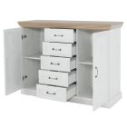 komód, 2-ajtós 5 fiókkal, északi sosna/vadtölgy, ROYAL K2D