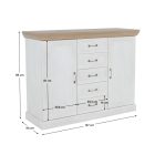 komód, 2-ajtós 5 fiókkal, északi sosna/vadtölgy, ROYAL K2D