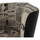 Klub fotel, textilbőr fekete/szövet újságminta, CUBA