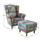 füles fotel puffal, szövet patchwork M1, ASTRID