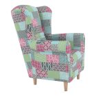 Füles fotel, szövet patchwork, CHARLOT