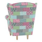 Füles fotel, szövet patchwork, CHARLOT