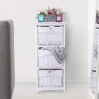 Komód, fa/vesszőfonás/szövet, fehér, RAFAELLO 3