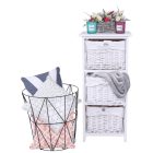 Komód, fa/vesszőfonás/szövet, fehér, RAFAELLO 3