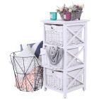 Komód, fa/vesszőfonás/szövet, fehér, RAFAELLO 3