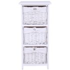 Komód, fa/vesszőfonás/szövet, fehér, RAFAELLO 3