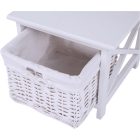 Éjjeliszekrény, fa/vesszőfonás/szövet, fehér, RAFAELLO