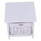 Éjjeliszekrény, fa/vesszőfonás/szövet, fehér, RAFAELLO