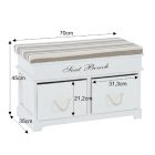 Lóca párnával, 2 fiók, fehér/világosbarna, SEAT BENCH 1 NEW