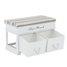 Lóca párnával, 2 fiók, fehér/világosbarna, SEAT BENCH 1 NEW