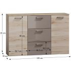 Komód, tölgy san marino/latte magasfényű,  ASSOR