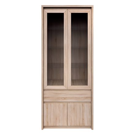 Vitrines szekrény, DTD laminált, tölgy sonoma, NORTY TYP 3