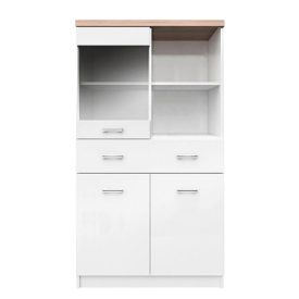   Vitrines szekrény 2D1W1S/80, fehér/tölgy sonoma, TOPTY TYP 02