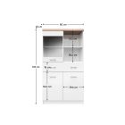 Vitrines szekrény 2D1W1S/80, fehér/tölgy sonoma, TOPTY TYP 02