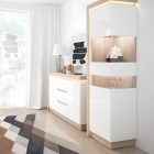 Komód LYOK01, tölgy riviera/fehér extra magasfényű, LEONARDO