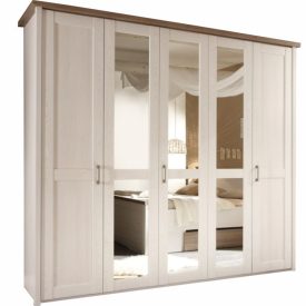   5-ajtós szekrény, DTD fóliázott, sonoma tölgy trüffel/mandulafenyő fehér, LUMERA