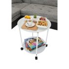 Konzolasztal Kör alakú kerekeken, fehér, DERIN