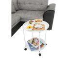 Konzolasztal Kör alakú kerekeken, fehér, DERIN