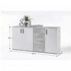 Komód, fehér/beton, POPPY 3