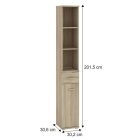 Komód felülépített nyitott polcos tárolóhellyel, sonoma tölgyfa, MARIO NEW TYP B+C