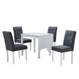   Étkező szett, kihúzható asztal, fehér/szürke, BJORK New 1+4