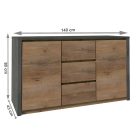 Komód, tölgy lefkas sötét/smooth szürke, MONTANA K2DP