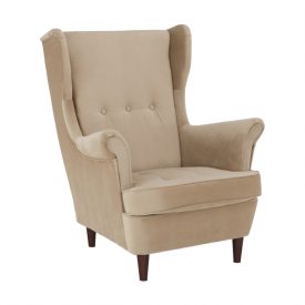 RUFINO fülesfotel dió lábbal - bézs