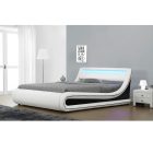 Francia ágy RGB LED világítással, fehér/fekete, 160x200, MANILA NEW