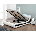Francia ágy RGB LED világítással, fehér/fekete, 160x200, MANILA NEW