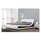 Francia ágy RGB LED világítással, fehér/fekete, 160x200, MANILA NEW