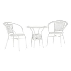 Kerti rattan szett 1+2, fehér, JENAR