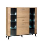 Komód, tölgyfa lefkas/fekete, SIRAN TYP 3