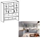 LAYLA K120 vitrines szekrény/szürke