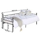 Fém kanapé - egyszemélyes ágy, fekete, 90x200, ROZALI