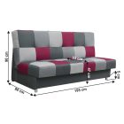 Kanapé, bordó színű anyag/szürke, ALABAMA