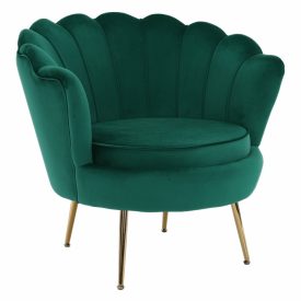   Fotel Art-deco stílusban, smaragd Velvet anyag/gold króm-arany, NOBLIN