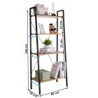 Polcállvány, 4 polcos, tölgy/fekete, THEA