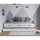 Ágy kihúzható pótággyal, fehér, tömörfa, 90x200, MARINELLA NEW