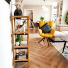 4 polcos állvány, természetes/fekete, NAOKO