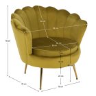 Fotel Art-deco stílusban, mustár színű Velvet anyag/gold chróm-arany, NOBLIN