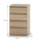 4 fiókos komód, tölgy sonoma, HANY NEW 014