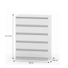 5 fiókos komód, fehér, HANY NEW 005